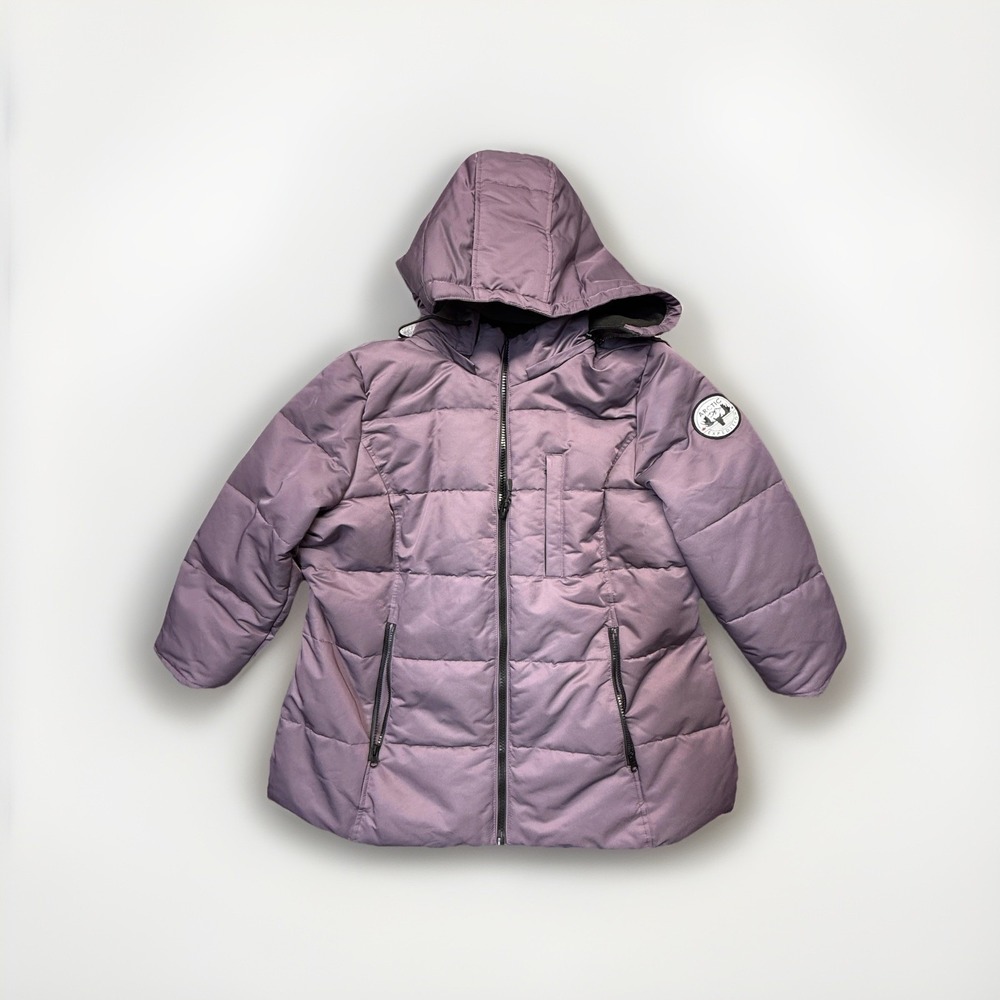 Arctic Expedition Puffer Jacket Women XL Hooded Down Blend Purple Solid